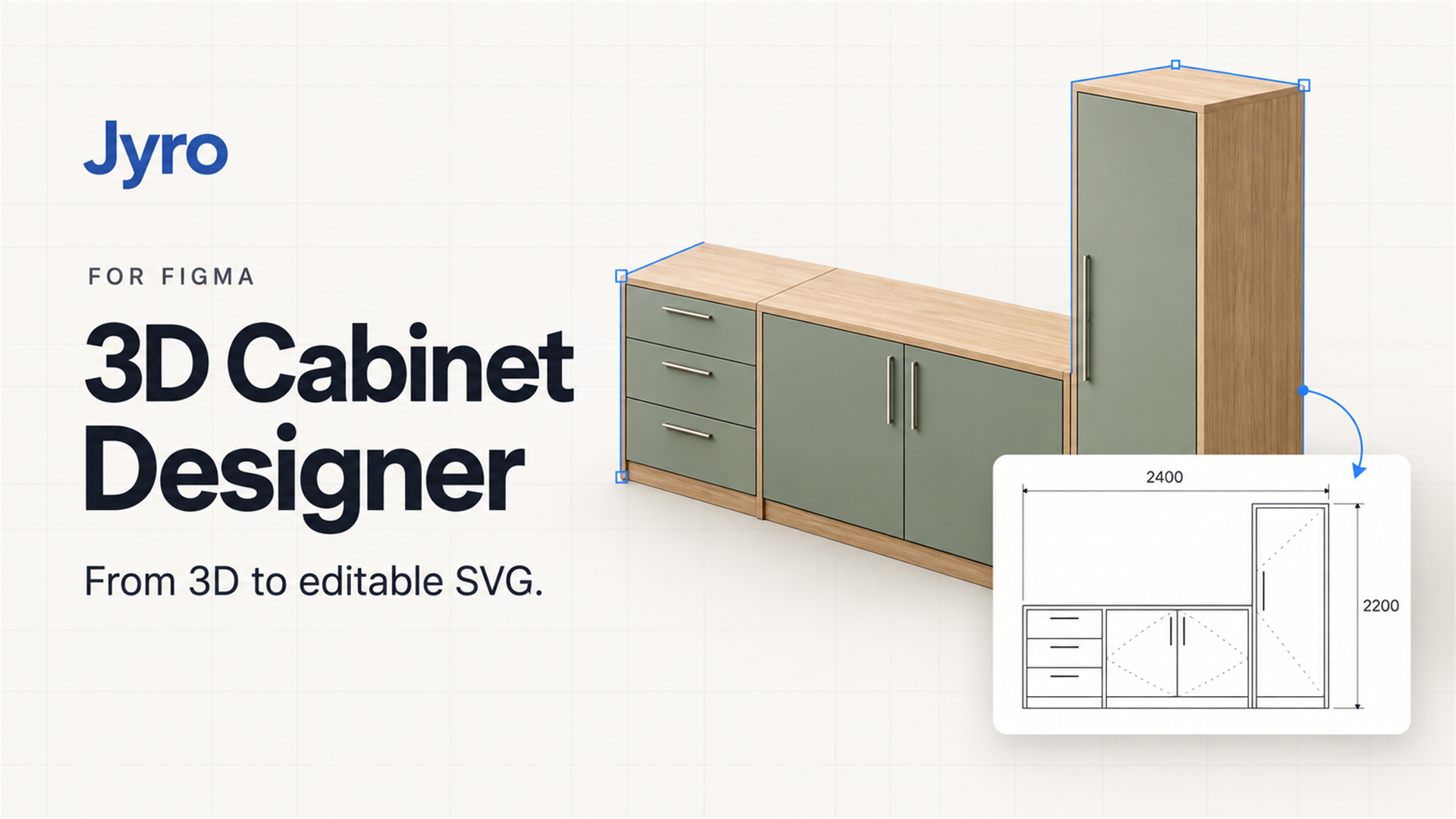Concept illustration of a cabinet assembly and its dimensioned front elevation